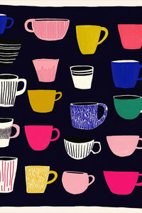 illustration 2D de tasse de café et thé très coloré