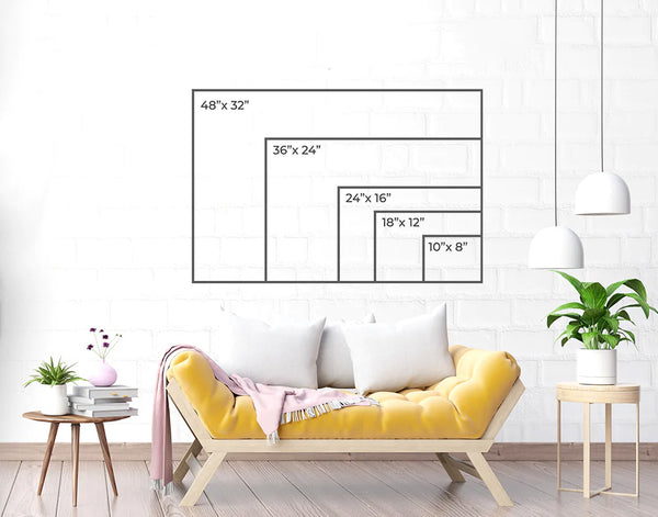 guide, pour choisir la taille d'un tableau de décoration