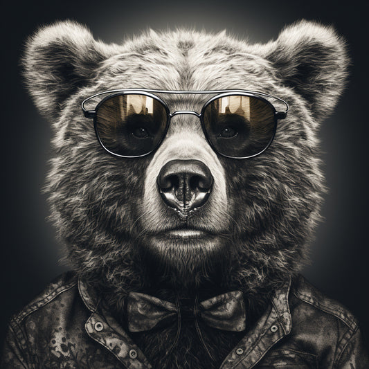 photographie animaux rigolos d'un ours fashion à lunette