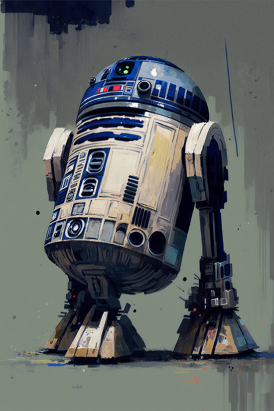 Tableau R2D2, portrait en peinture, hommage a la sage de Star Wars