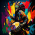 tableau art coloré musicien africain