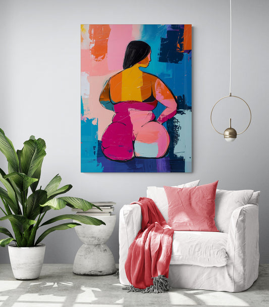 Tableau moderne - Femme Ronde, Abstraction Colorée