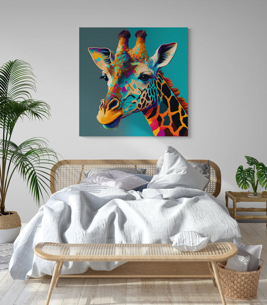 Peinture sur toile Girafe solitaire - Ethnique - Tableaux