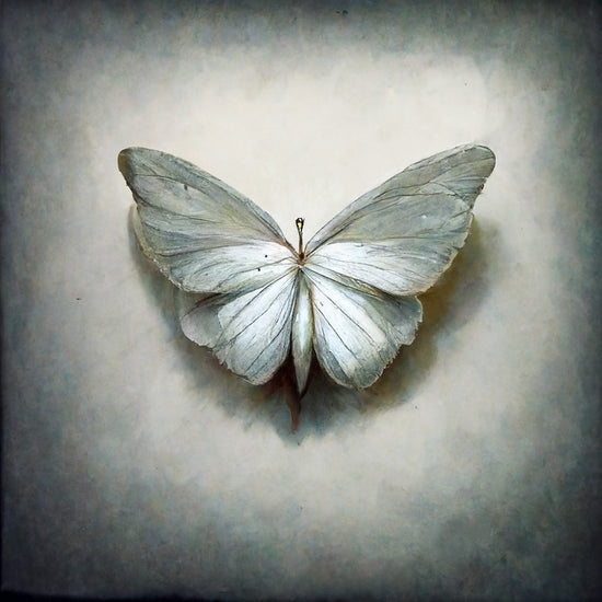 Tableau avec un magnifique papillon blanc sur fond beige 