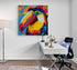 Tableau pour bureau toucan en pop art, gros plan sur l'oiseau exotique aux couleurs 