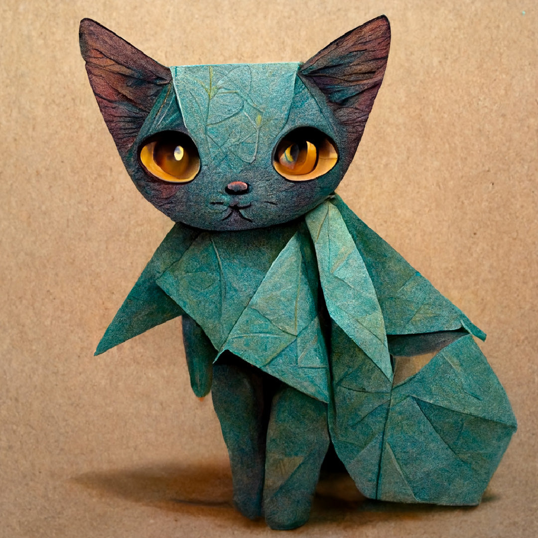 Artisanat De Chat En Papier Origami Bleu Pour Enfants Et Adultes Figurines  D'animaux Bricolage Fond Blanc