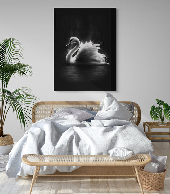 tableau cygne noir et blanc pour chambre